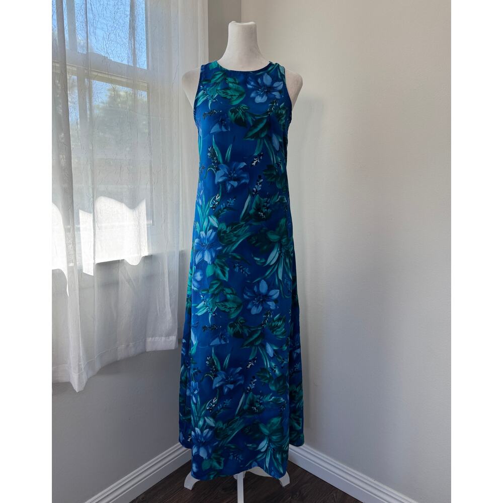 Vintage Y2K All That Jazz Royal Blue & Teal Sleeveless Maxi Dress